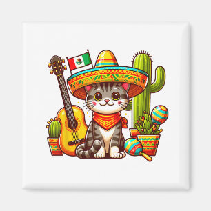 Mexican Cat Cinco De Mayo Kitten Let's Fiesta Viva Magnet