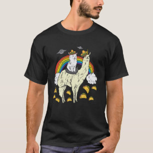 Mexican Cat Riding Llama Unicorn Rainbow Cinco De  T-Shirt