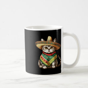 Mexican Cat Wearing Sombrero Hat And Poncho Cinco  Coffee Mug