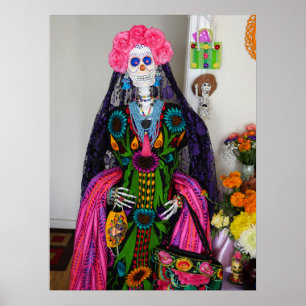 Mexican Catrina Sugar Skull for Day of the Dead Poster