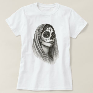 Mexican Catrina with Veil Day of the Dead T-Shirt