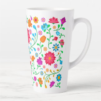 Mexican cheerful colourful folk art pattern  latte mug