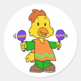 Mexican Chick cartoon | Choose background colour Classic Round Sticker