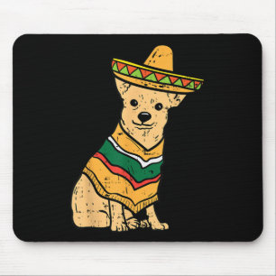 Mexican Chihuahua Dog Sombrero Cinco De Mayo Fiest Mouse Pad