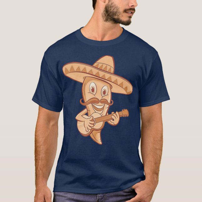 Mexican Chilli Mariachi Guitar Musician T-Shirt (Front)