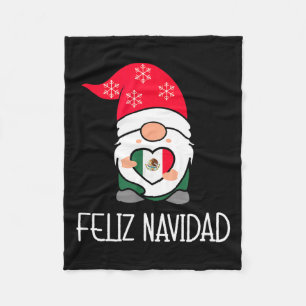 Mexican Christmas Gnome Feliz Navidad Mexico Fleece Blanket