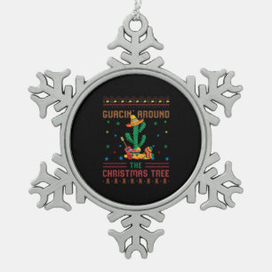 mexican Christmas, mexican Christmas Mexico, Snowflake Pewter Christmas Ornament