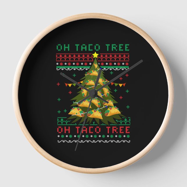 mexican Christmas, mexican Christmas taco, mexican Clock (Front)