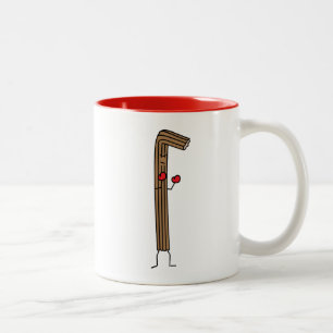 Mexican Churro Fighter with Red Boxing Gloves Two-Tone Coffee Mug