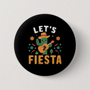 Mexican Cinco De Mayo Cactus Guitar For Men Women 6 Cm Round Badge