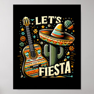 Mexican Cinco De Mayo Cactus Guitar For Men Women Poster