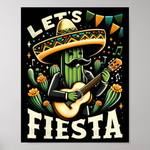 Mexican Cinco De Mayo Guitar Cactus For Boys Girls Poster