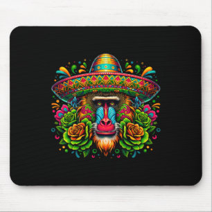 Mexican Cinco De Mayo Let's Fiesta Party Baboon Mo Mouse Pad