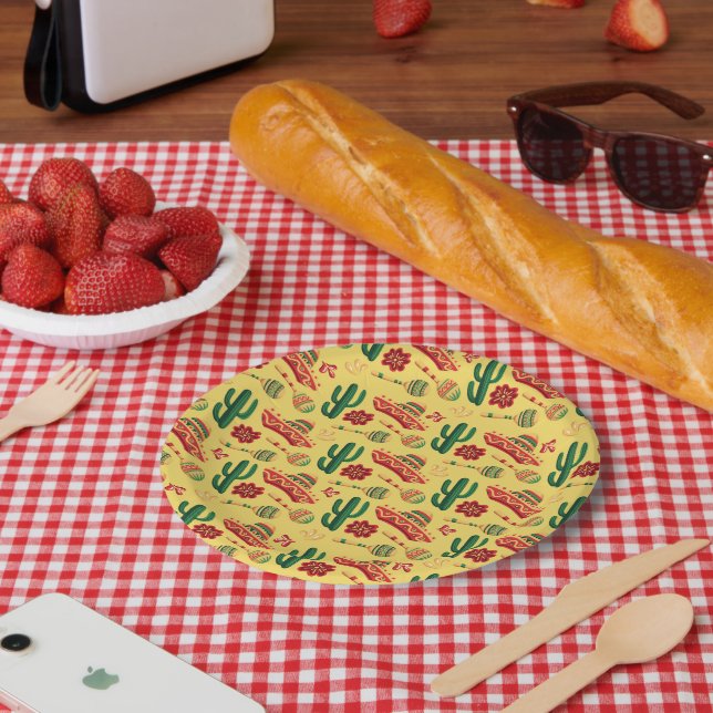 Mexican Cinco De Mayo Pattern  Paper Plate (Picnic)