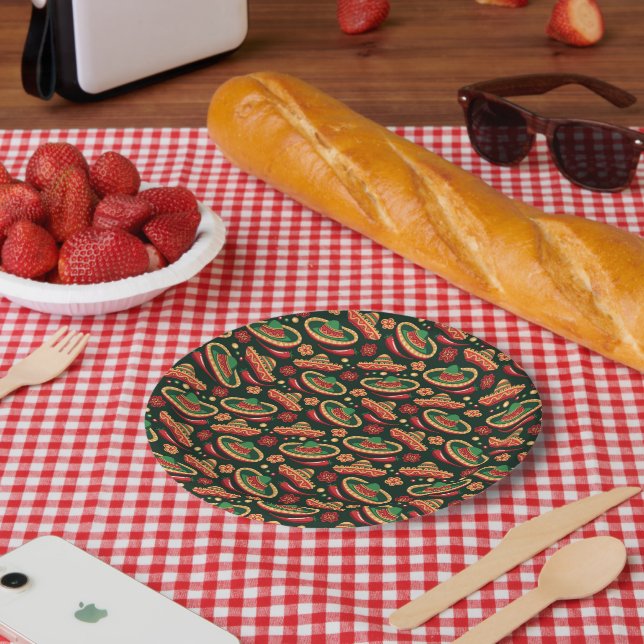 Mexican Cinco De Mayo Pattern  Paper Plate (Picnic)