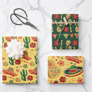 Mexican Cinco De Mayo Pattern Wrapping Paper Sheet