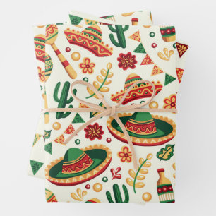 Mexican Cinco De Mayo Pattern  Wrapping Paper Sheet