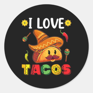 Mexican Cinco De Mayo Shirt I Love Tacos Classic Round Sticker