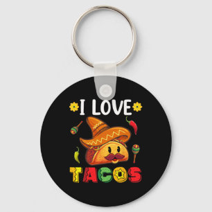 Mexican Cinco De Mayo Shirt I Love Tacos Key Ring