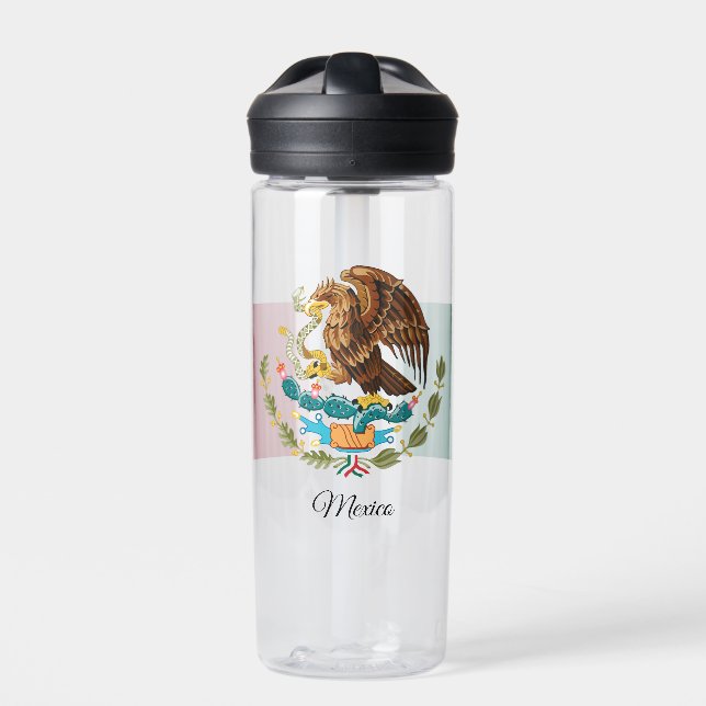 Mexican Coat of Arms, Eagle Flag, Mexico Water Bottle (Front)