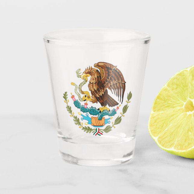 Mexican Coat of Arms Tenochtitlan Mexico Shot Glass (Front)