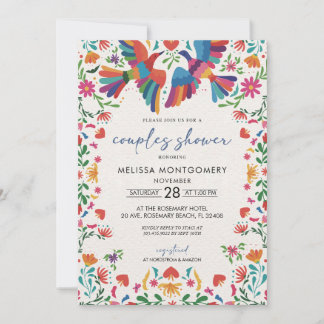 Mexican Coloful Bird Couples Shower Invitation