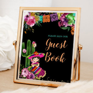 Mexican Colourful Fiesta Floral Birthday Guest Boo Poster