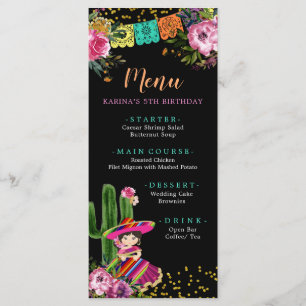Mexican Colourful Fiesta Floral Birthday Menu