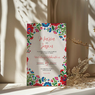 Mexican Colourful Floral Aesthetic Folk Art Weddin Invitation