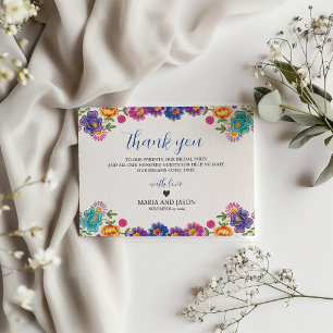 Mexican Colourful Floral Botanical Fiesta Wedding Thank You Card