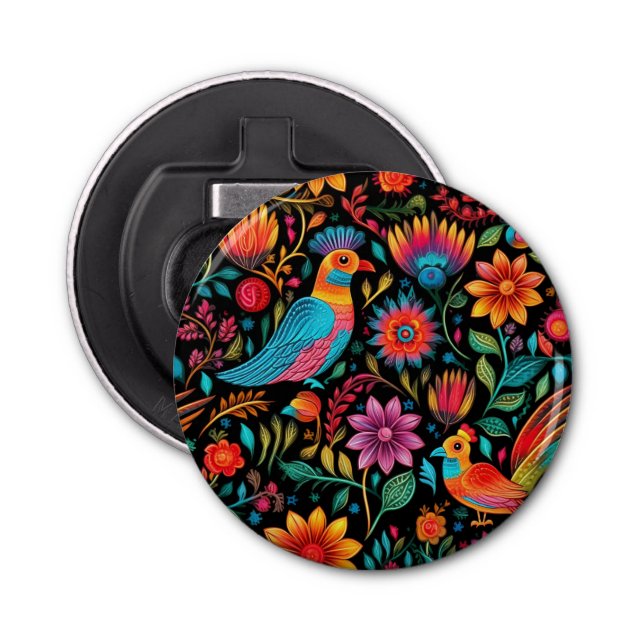 Mexican colourful floral pattern bottle opener (Front)