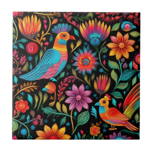 Mexican colourful floral pattern ceramic tile