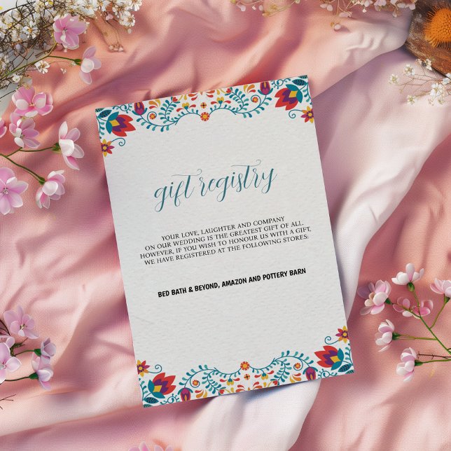Mexican Colourful Floral Wedding Gift Registry Car (Mexican Colorful Floral Wedding Gift Registry Card)