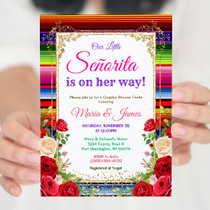 Mexican Colourful Flowers Fiesta Couples shower   Invitation
