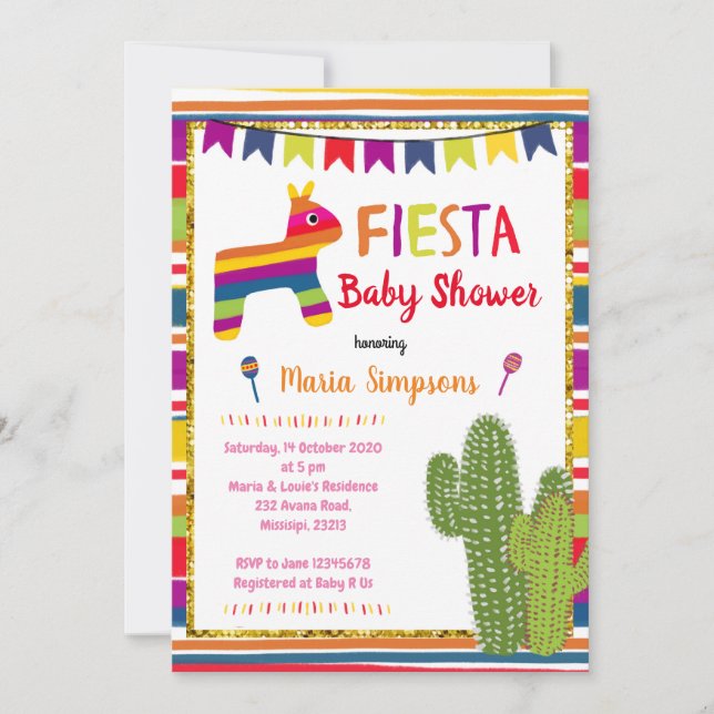 Mexican Colourful Pinata Baby Shower Invitation (Front)