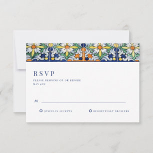 Mexican Colourful Tile Arch Wedding RSVP Card