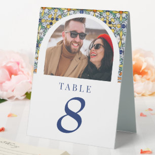 Mexican Colourful Tile Arch Wedding Table Cards