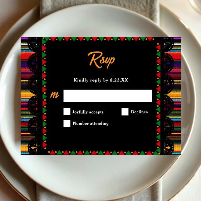 Mexican colourful wedding  RSVP card (Creator Uploaded)