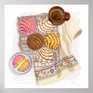 Mexican Conchas Pan Dulce & Champurrado  Poster