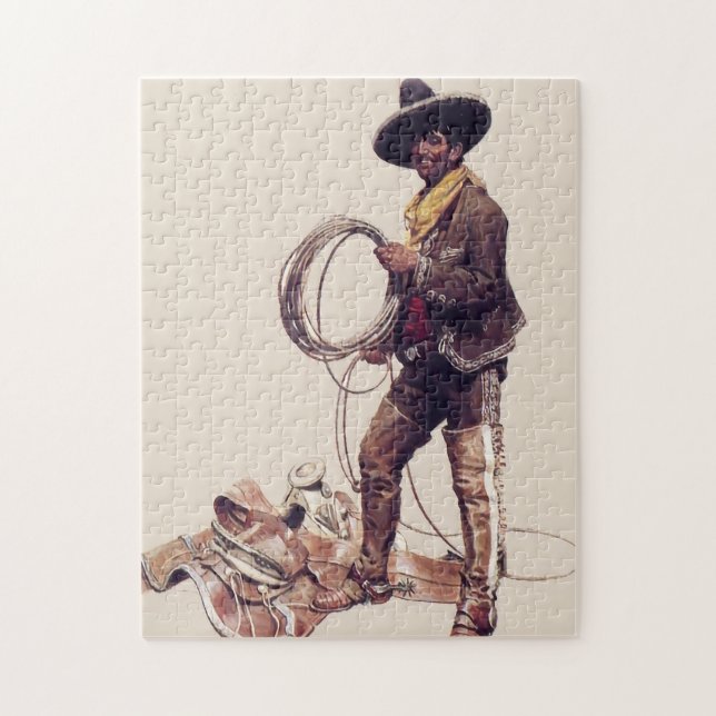 “Mexican Cowboy” by W Herbert Dunton  Jigsaw Puzzle (Vertical)