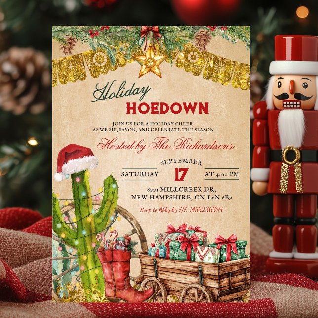 Mexican Cowboy Christmas Holiday Hoedown Fiesta Invitation (Creator Uploaded)