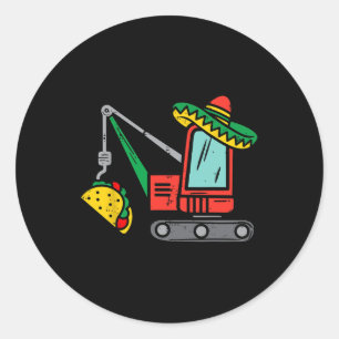 Mexican Crane Tacos Boys Cinco De Mayo Fiesta Kids Classic Round Sticker
