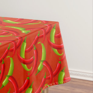 Mexican Cuisine Chili Peppers Red 60" x 104" Tablecloth