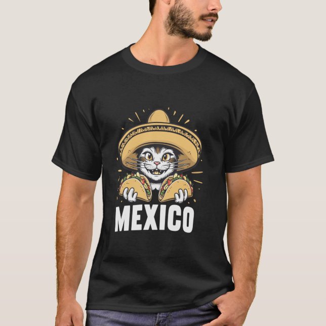 Mexican Culture Lover Funny Cat Taco Lover Mexico T-Shirt (Front)