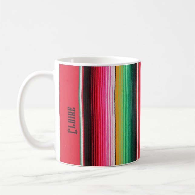 Mexican custom name poncho serape background  coffee mug (Left)
