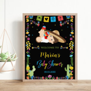 Mexican Cute Little Muchachito Boy Baby Shower Poster