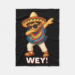 Mexican dabbing boy poncho wey funny cinco de mayo fleece blanket