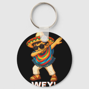 Mexican dabbing boy poncho wey funny cinco de mayo key ring