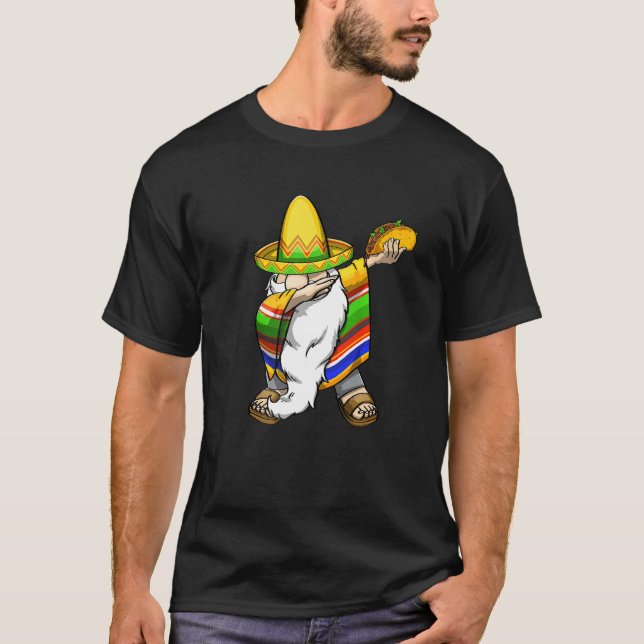Mexican Dabbing Gnome Cinco De Mayo Poncho Sombrer T-Shirt (Front)