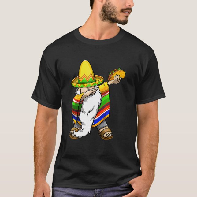 Mexican Dabbing Gnome Cinco De Mayo Poncho Sombrer T-Shirt (Front)